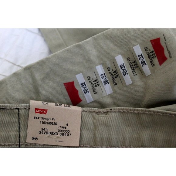 NWT Levis 514 Straight Leg Khaki Pants Slim Fit Mens Waist Size 30 100% Cotton - Picture 4 of 6